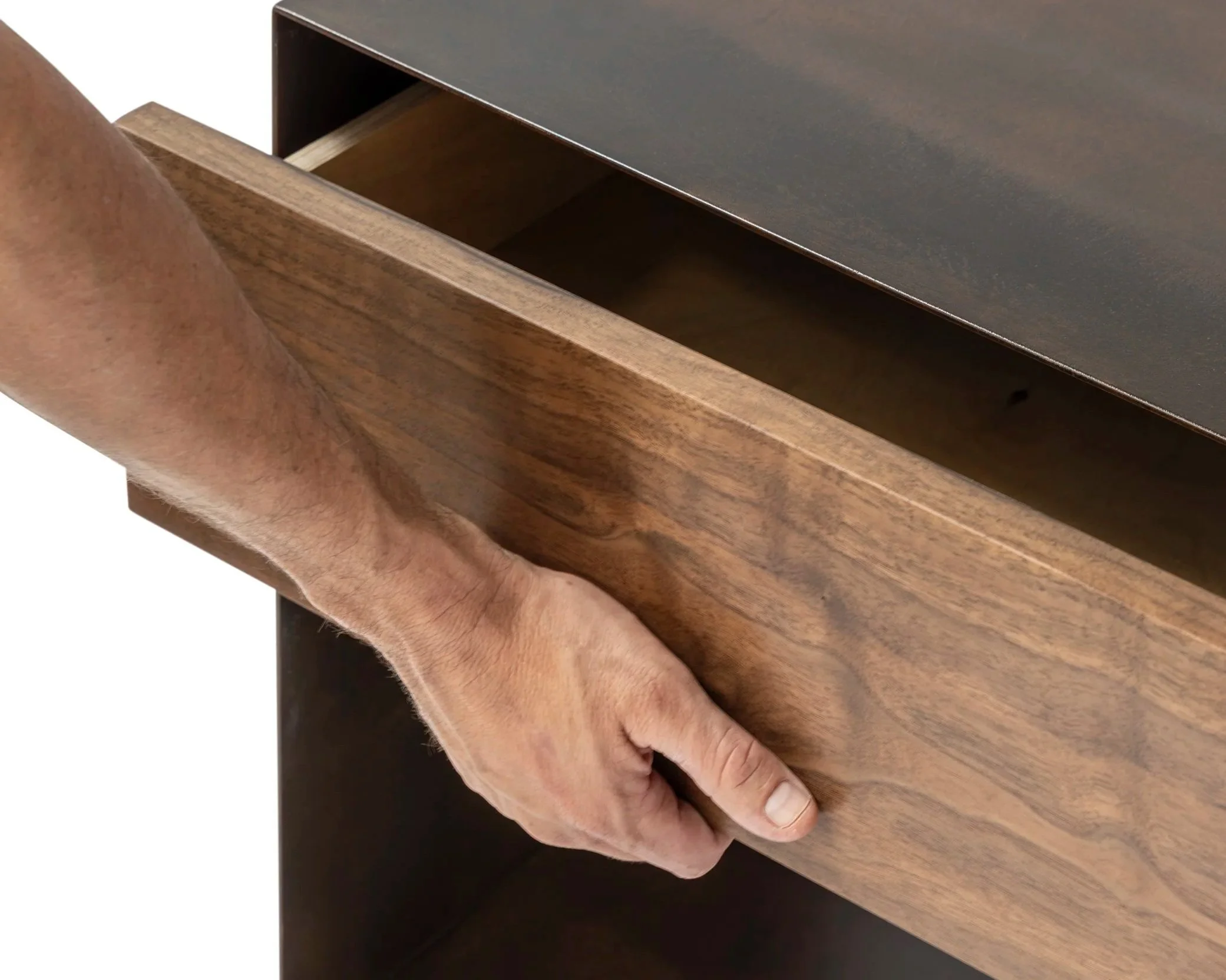 Barracks Nightstand | Blackened Steel with Walnut — Doorman